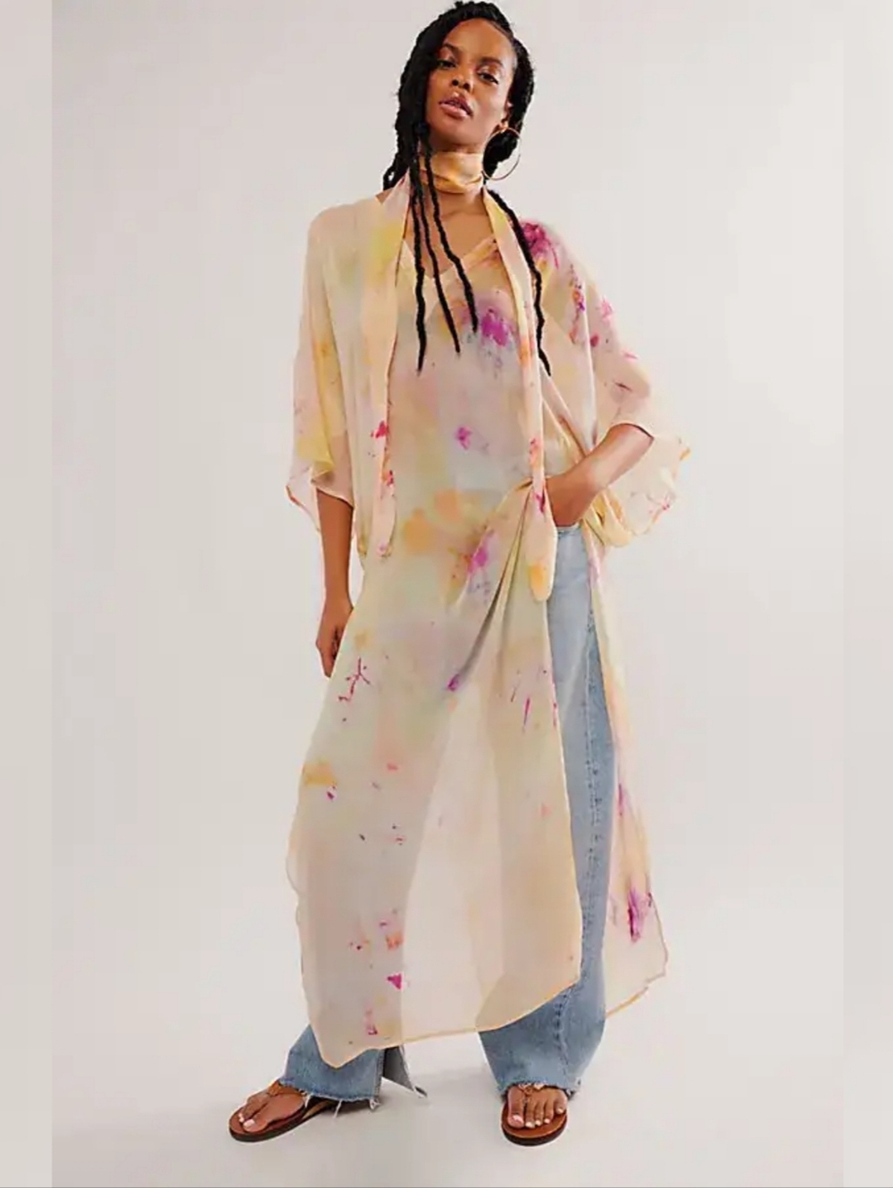 Jen's Pirate Booty X‎ Free People Daze Kaftan Ice Dye Sorbet Mango Women's M/L